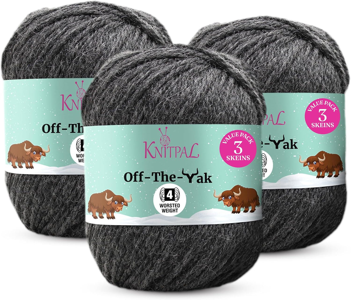 Off-The-Yak Wool Yarn Worsted Weight, 3-Pack (360Yds/300G), Anchor