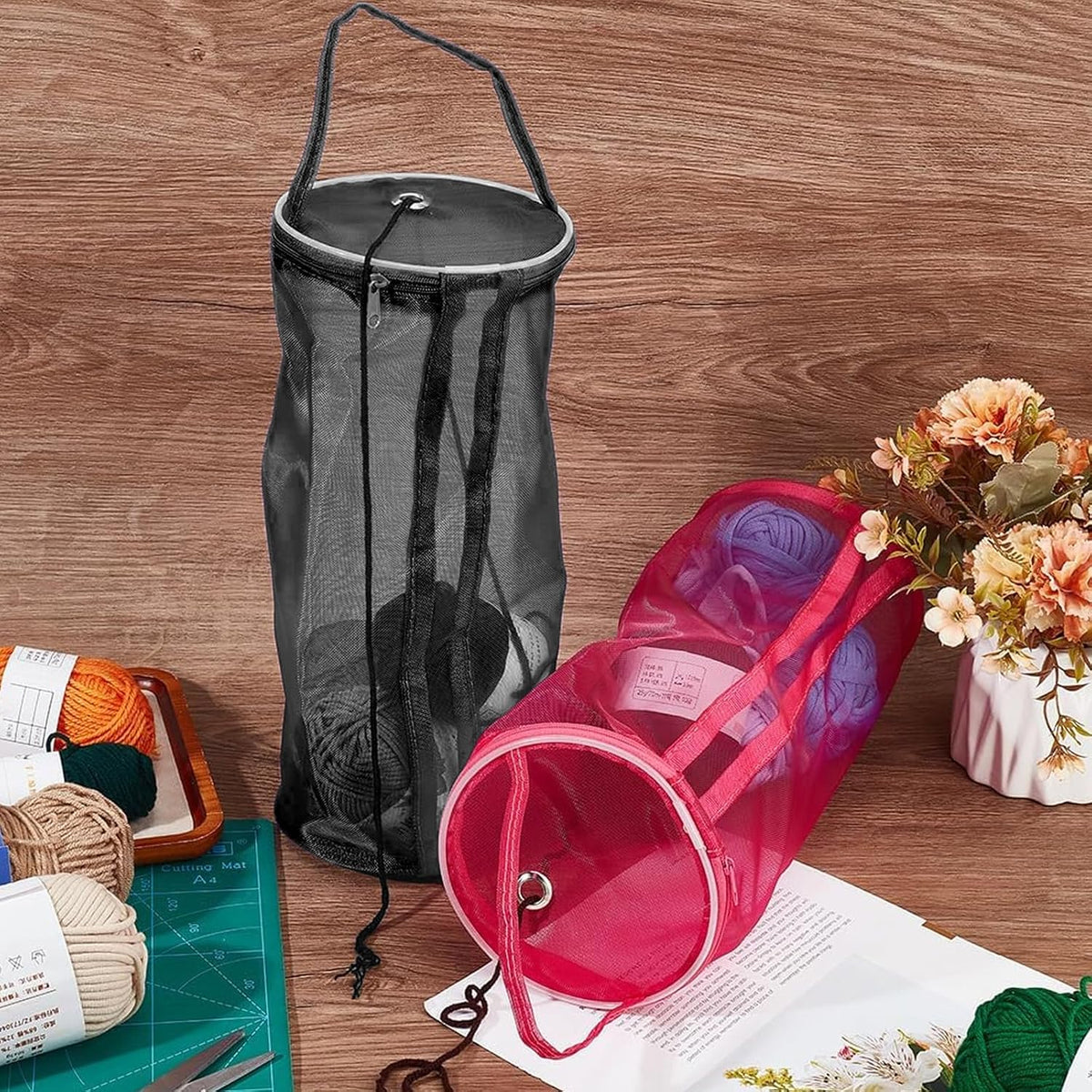 2PCS Yarn Storage Bag,BIG Yarn Bag for Mesh Holder, Knitting Bag