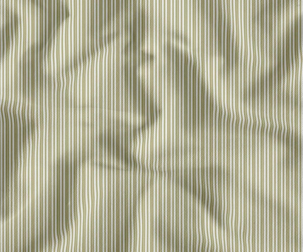 Soimoi Cotton Canvas Fabric - Stripe Print, Olive Green | 42" Wide