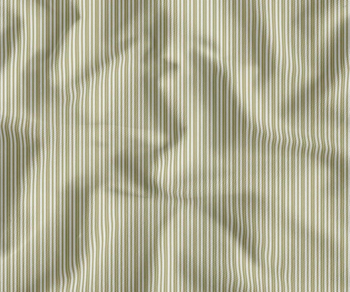 Soimoi Cotton Canvas Fabric - Stripe Print, Olive Green | 42" Wide