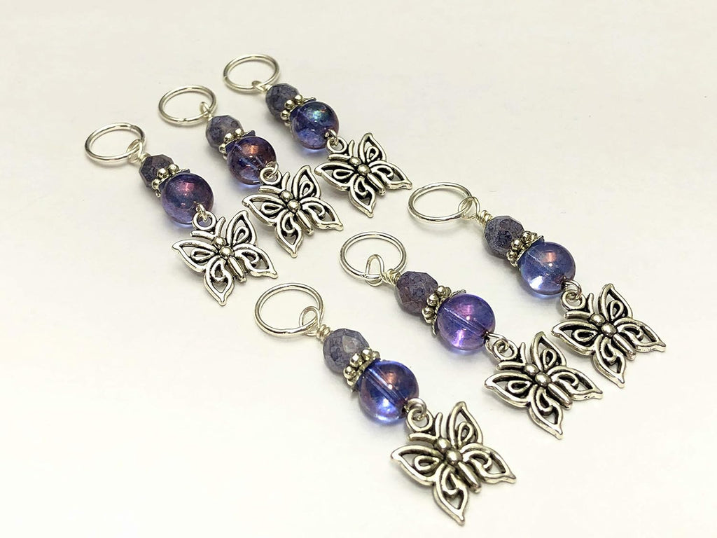 Butterfly Stitch Markers for Knitting with Snag Free Rings or Select