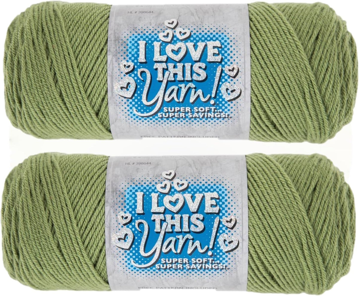 Hobby Lobby I Love This Yarn, 100% Acrylic, 260 Light Sage, Set of 2