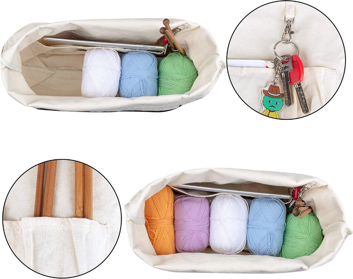 YARWO Crochet Yarn Bag, Knitting Needle Tote Bag for Crochet
