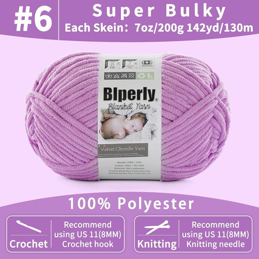 6 Super Bulky Chenille Yarn for Crocheting, Orange Chunky Yarn for