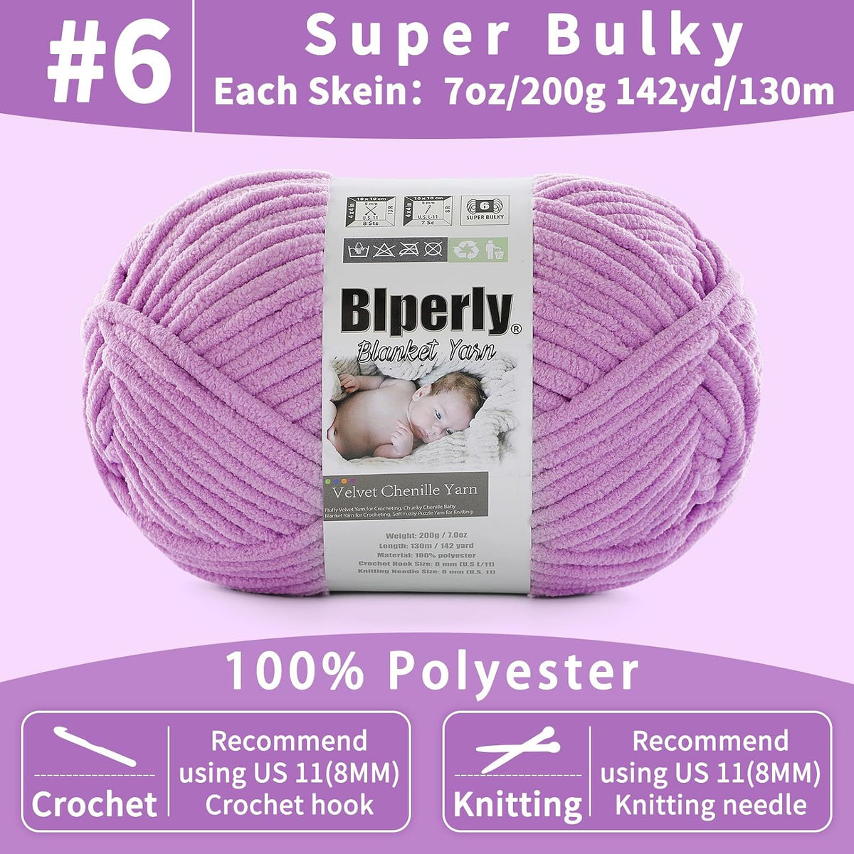 6 Super Bulky Chenille Yarn for Crocheting, Orange Chunky Yarn for