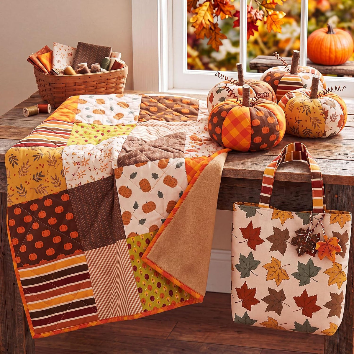 Tatuo 10 Pcs 20"x20" Cotton Fabric Quilting, Fall
