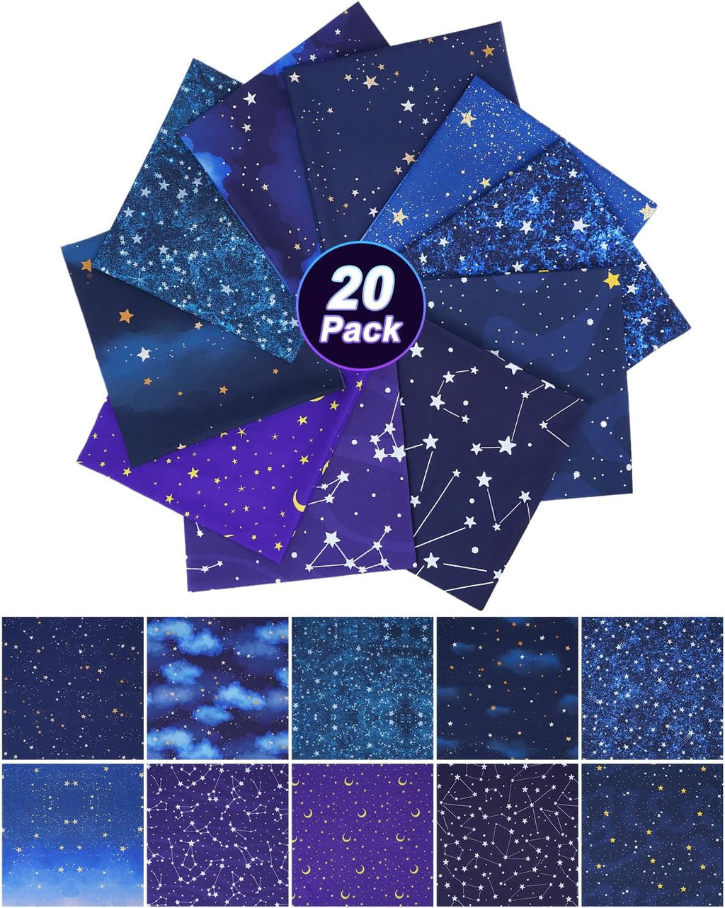 eZAKKA 20+1 Pack 10x10 Inch Cotton Fat Quarters Fabric Bundles & Quilt