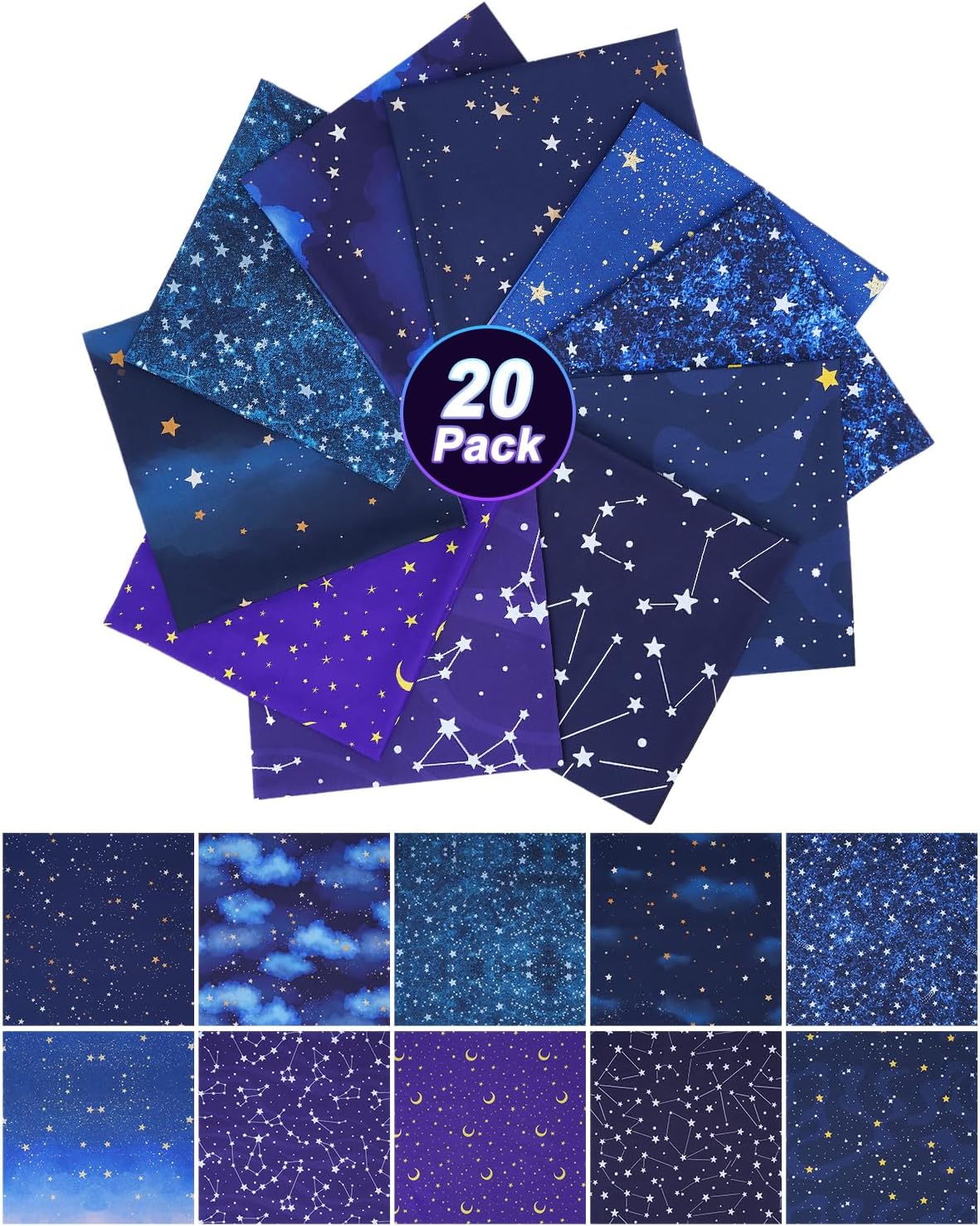 eZAKKA 20+1 Pack 10x10 Inch Cotton Fat Quarters Fabric Bundles & Quilt
