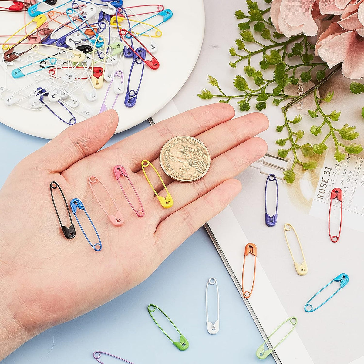 arricraft 100PCS Colored Safety Pins, Premium Safety Pins Bulk Sewing