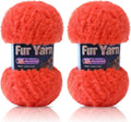 Faux Fur Yarn Soft Fluffy for Crocheting - 2 Skeins