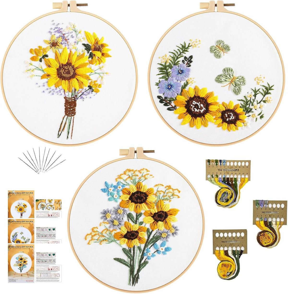 GLTAYLMY 3 Sets Embroidery Starter Kit with Pattern and Instructions