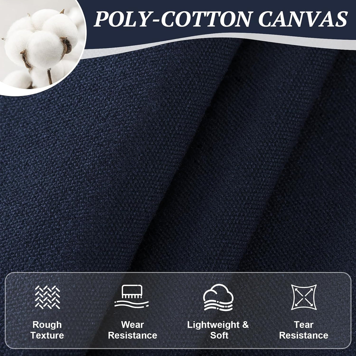 Canvas Fabric 10oz Cotton Upholstery Fabric Drop Cloth 6 Yard Navy
