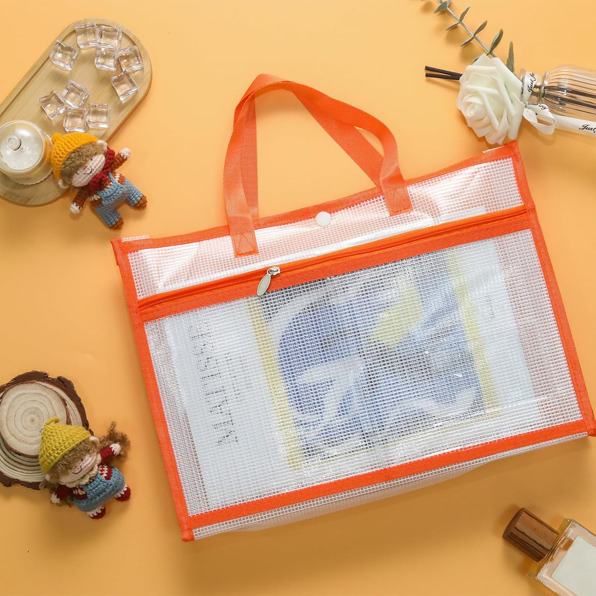 Yinluluna Sewing Project Bag, Art Supply Bag with Zipper & 2Pocket