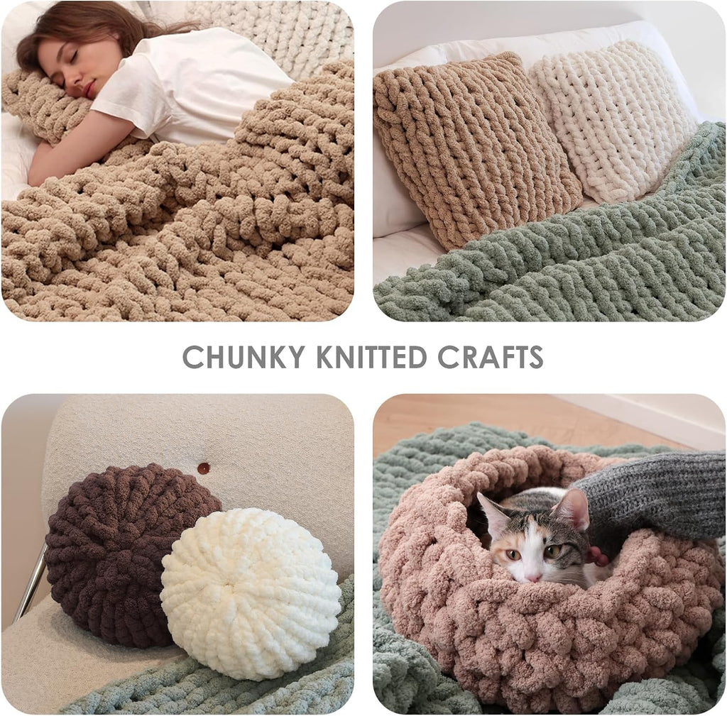 Jumbo Chunky Yarn for Hand Knitting - Super Thick Chenille Chunky Yarn