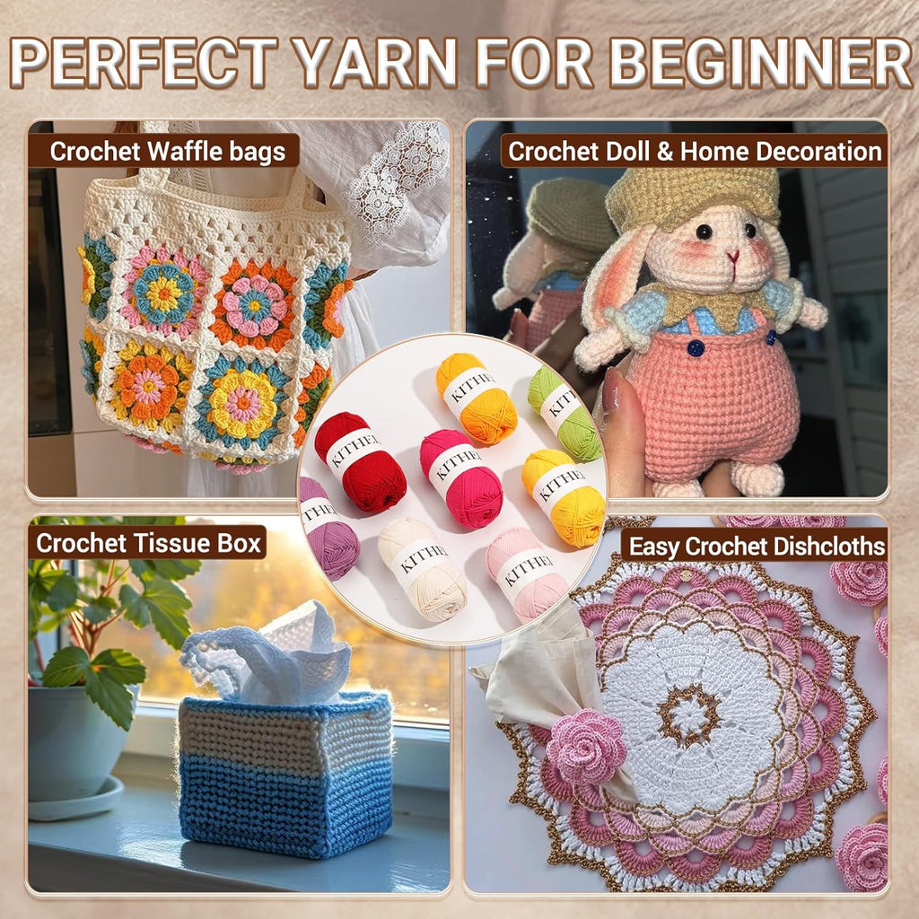 Cotton Yarn,50% Cotton 50% Polyester-10.5oz,526yard,3 Pack,Soft Yarn