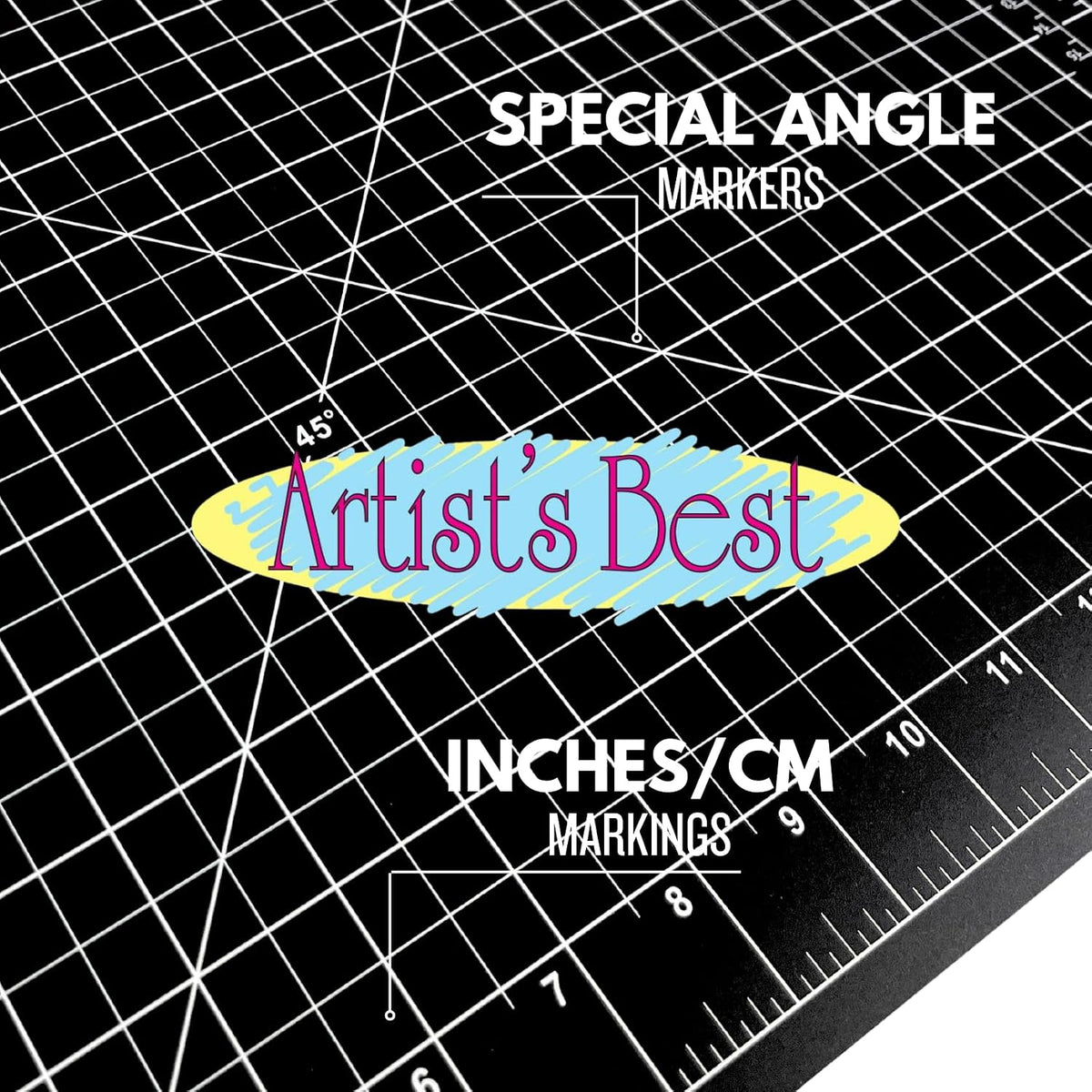 ARTIST'S BEST 12" X 18" Black Self Healing Cutting Mat | Durable PVC