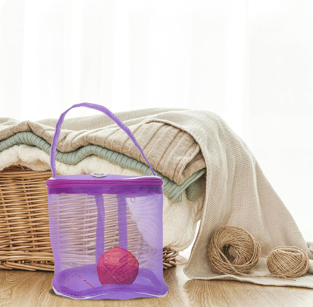 Purple Mesh Knitting Tool Pouch with Zipper, 2 Pack, Nylon