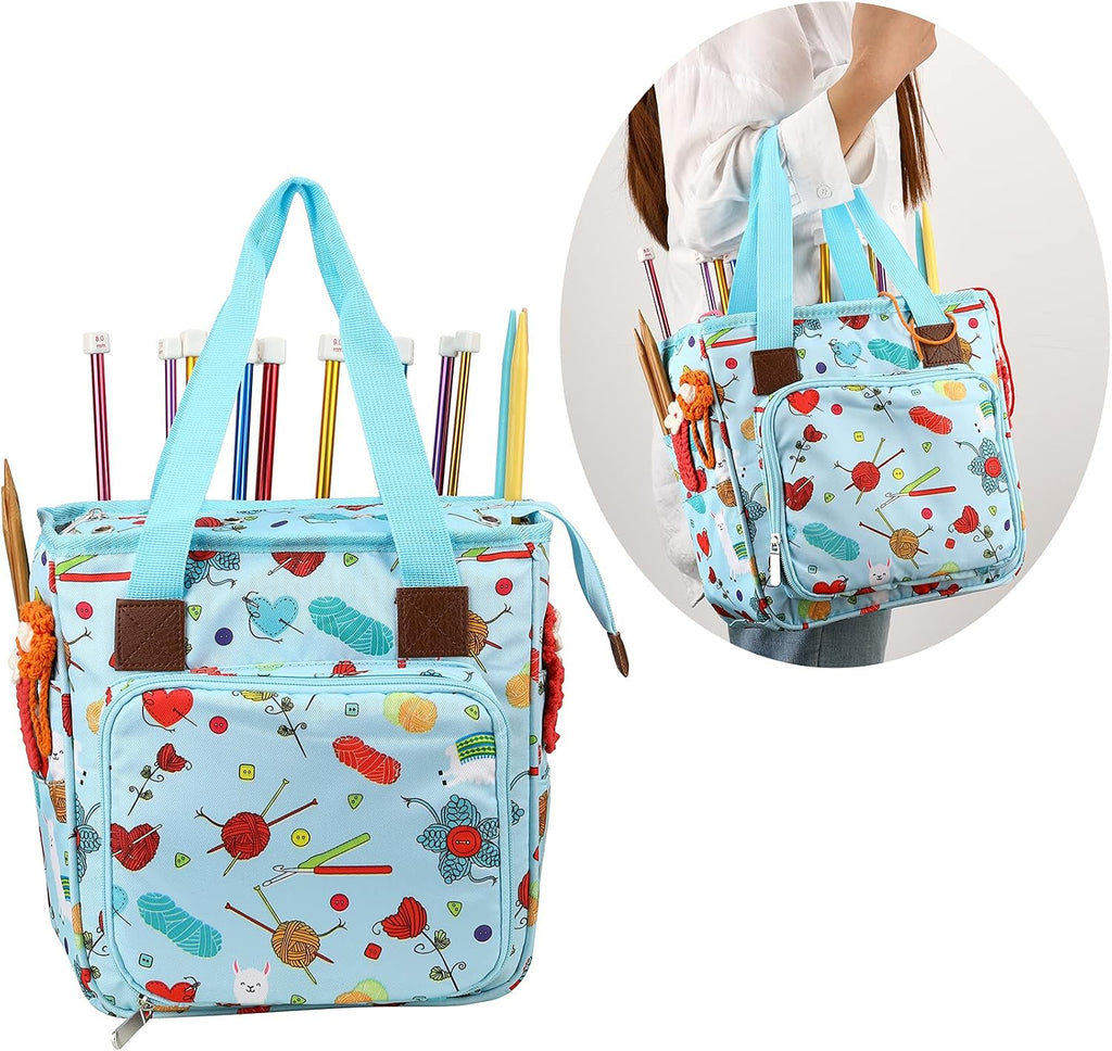 Yarn Knitting Storage Tote-Large Capacity Crochet Organizer Portable