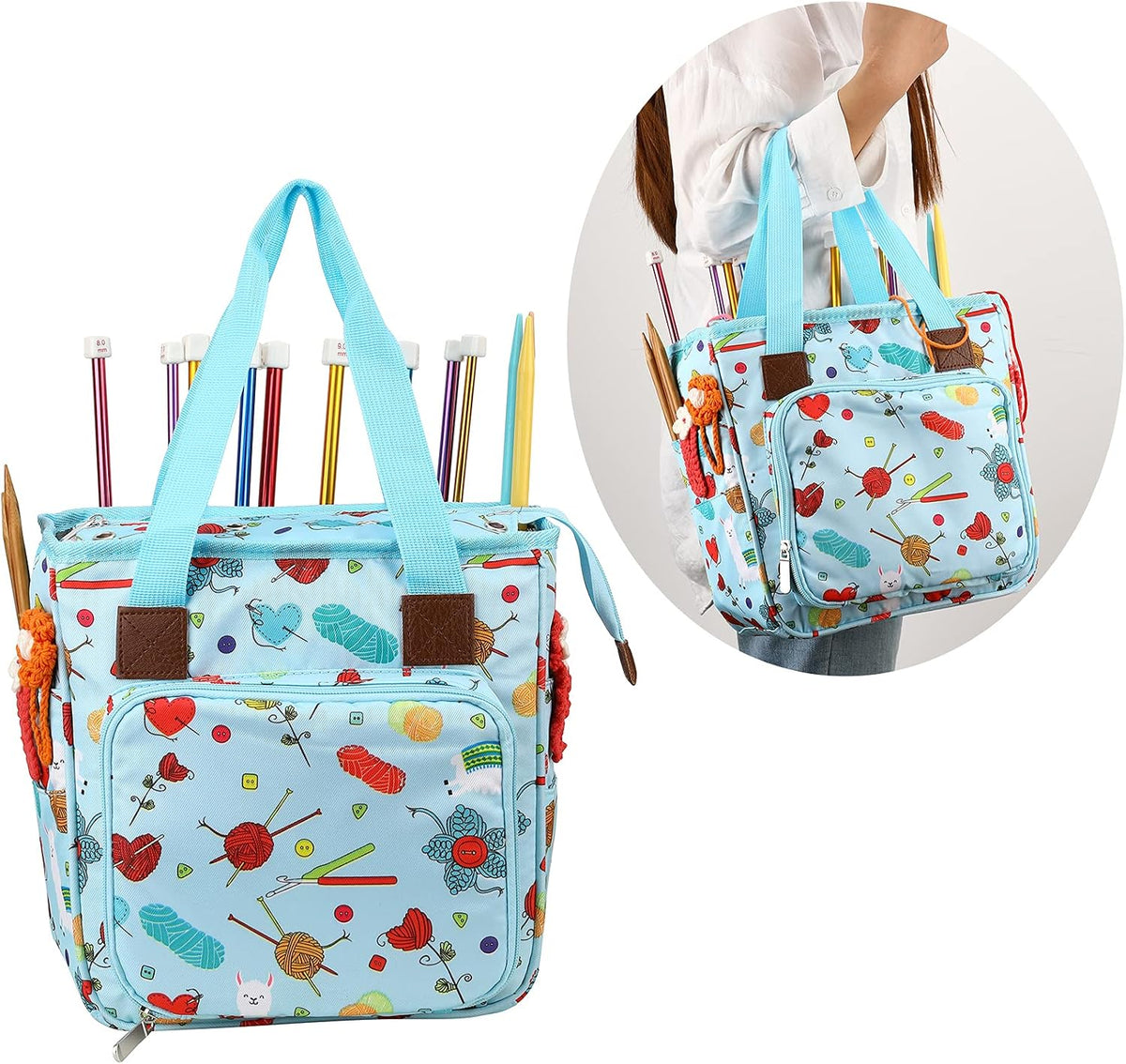 Yarn Knitting Storage Tote-Large Capacity Crochet Organizer Portable