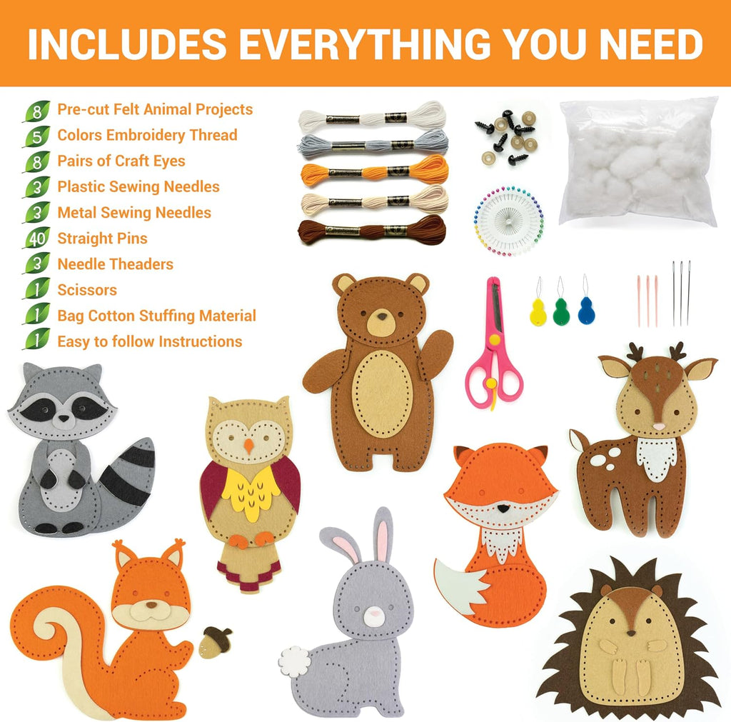 Craftorama Sewing Kit for Kids, Fun and Educational Animal Craft Set