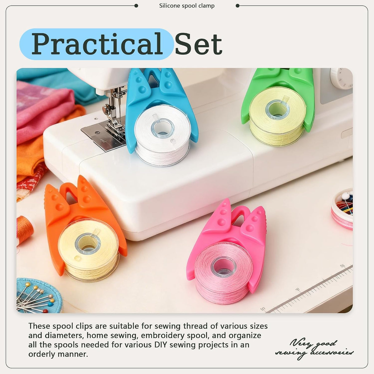 100pcs 4 Colors Silicone Sewing Bobbin Holder Clips