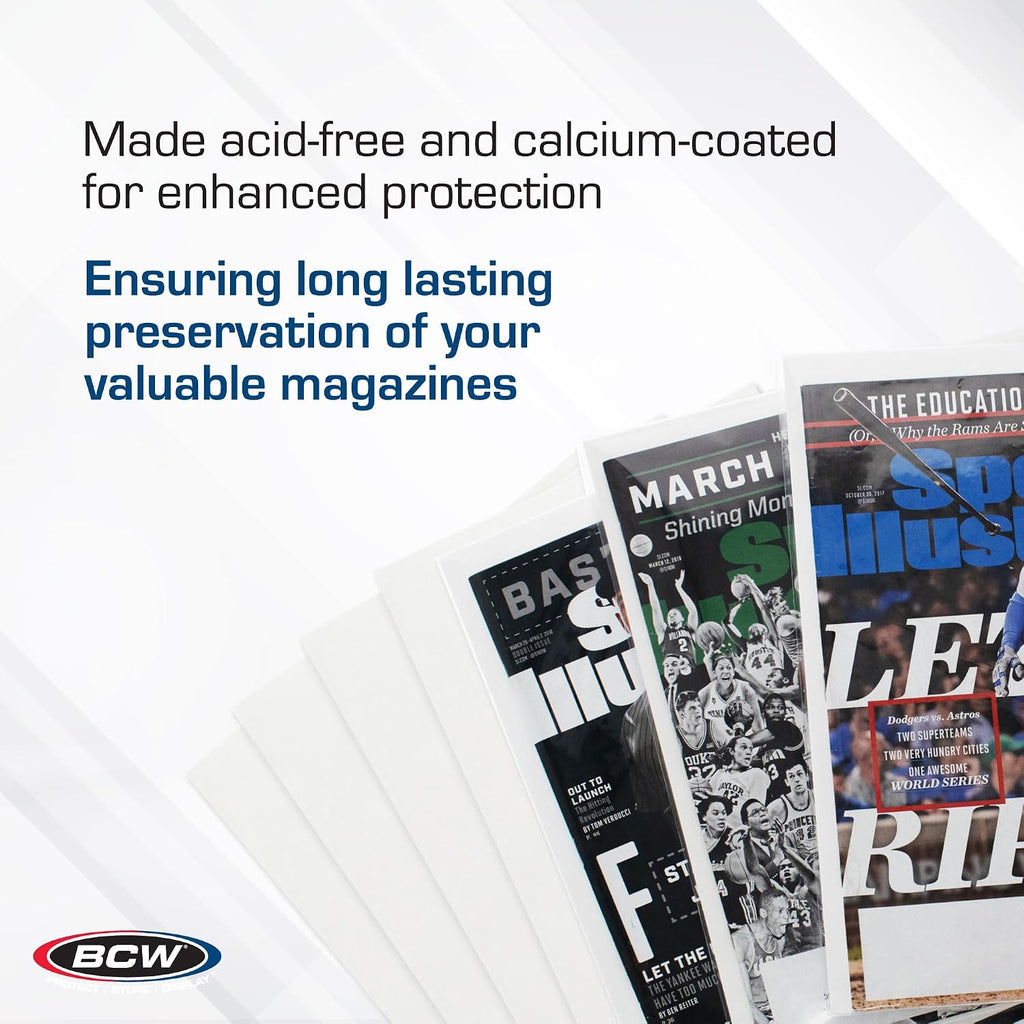 BCW Magazine Backing Boards 8.5 x 11 – 200 Pack | Acid-Free for