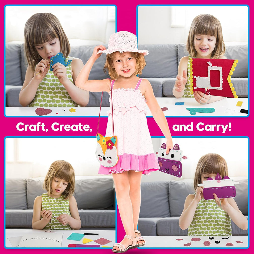 Sewing Craft Kit for Girls: DIY Felt Sewing Kit for Kids Ages 5-10, 7