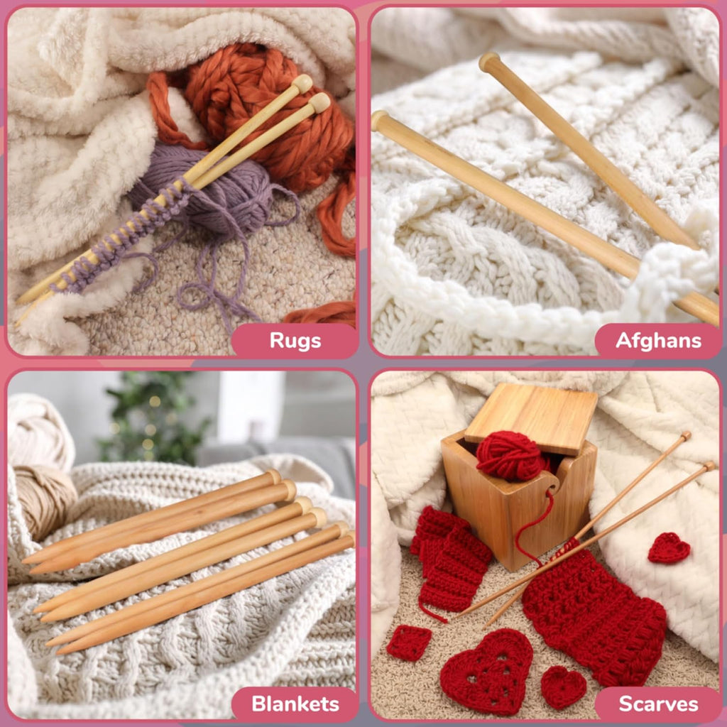 JubileeYarn Jumbo 16" Birch Knitting Needles - US 36 (20mm) - 1 Pair