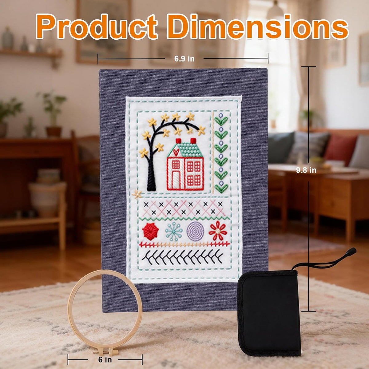 Udihch 86 PCS Embroidery Stitch Book Kit, Beginner Kit with 6 Inch