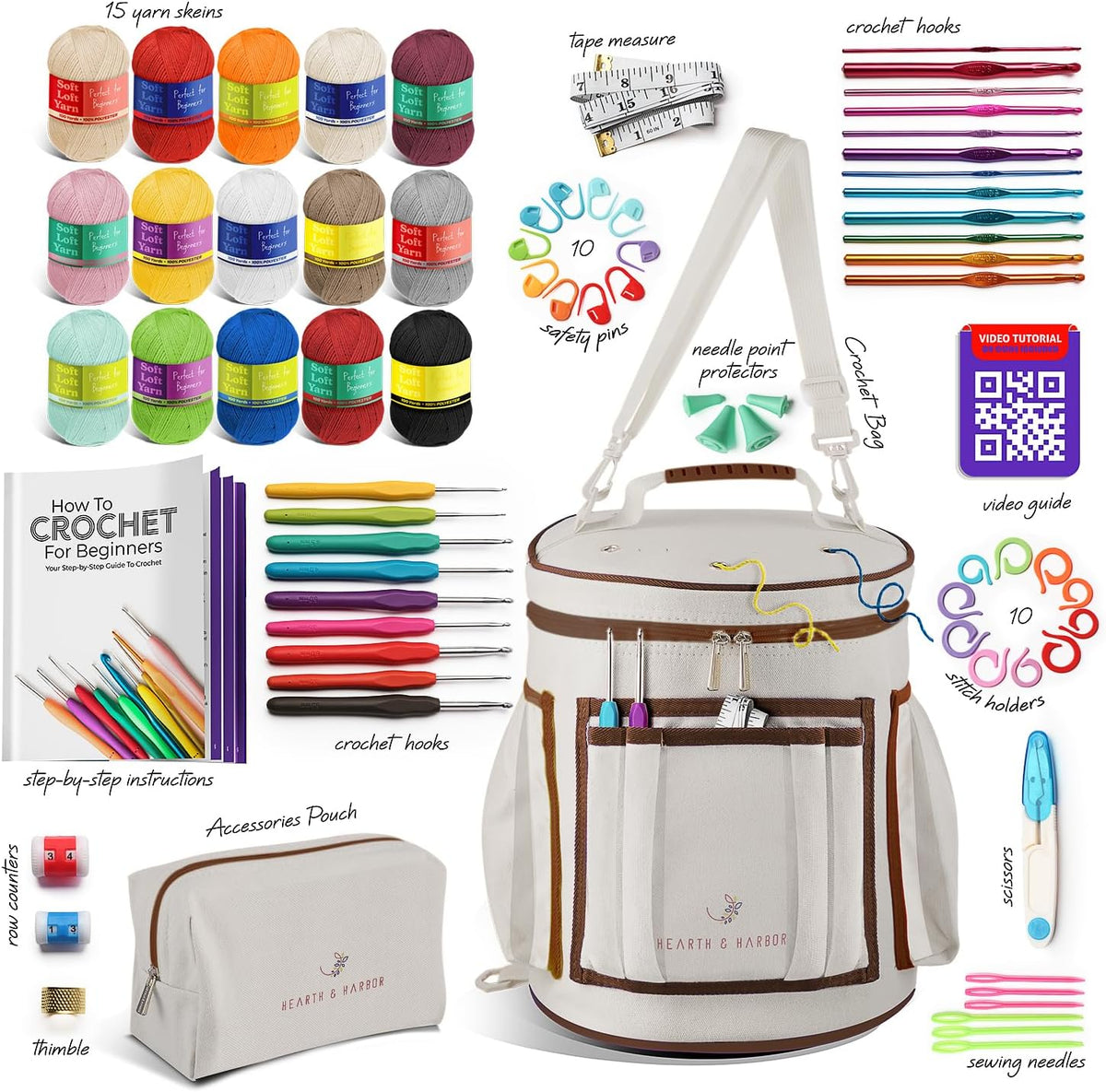 Crochet Kit for Beginners Adults and Kids - Beginner Crochet Kit for