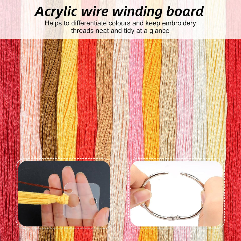 53 Pcs Clear Acrylic Embroidery Floss Drops,Hinged Ring Thread Bobbins