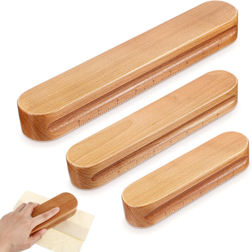 3 Pcs Hardwood Clappers with Scale, 7", 9.5", 12" Tailors Clapper for