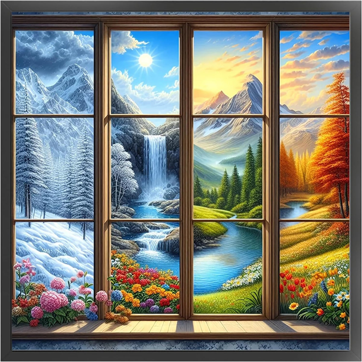 Four Seasons Castle Full 14CT DIY Counted Cross Stitch Kits Home Decor
