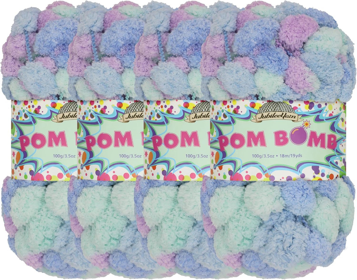 JubileeYarn Pom Bomb Yarn - Diamonds in The Sky - 4 Skeins