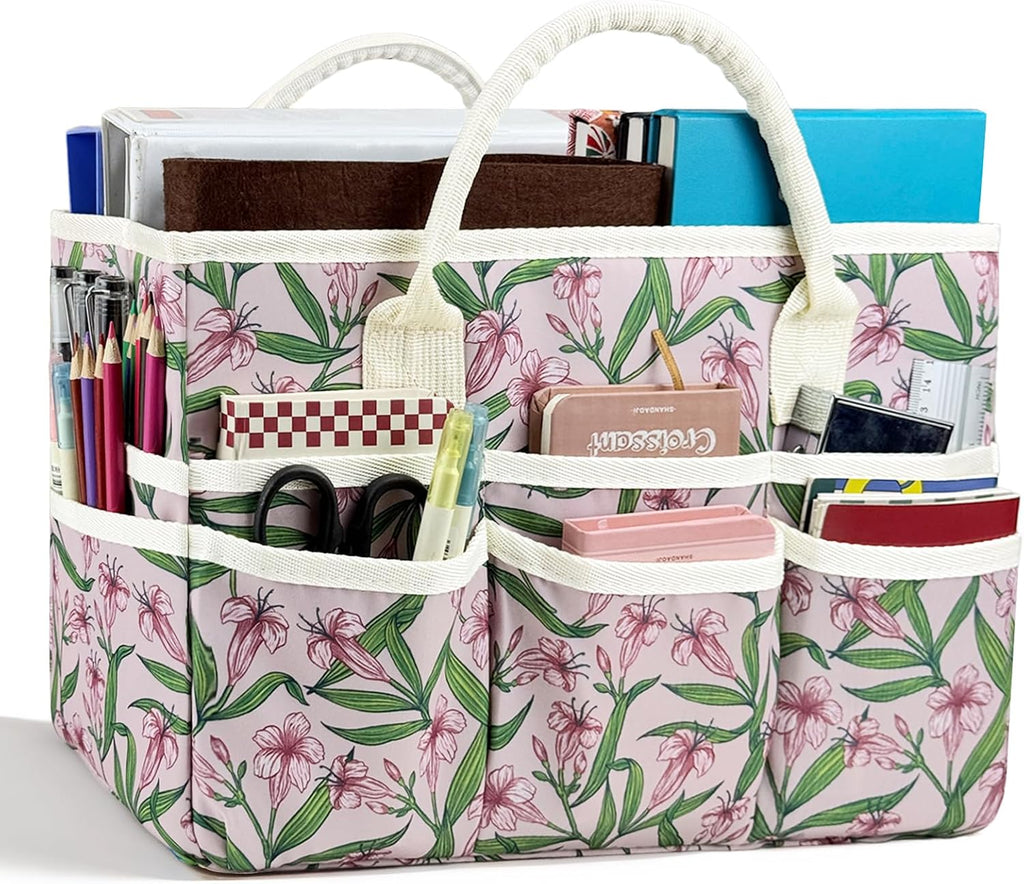 Craft Organizer Tote Bag, Large Art Storage Caddy with Multiple