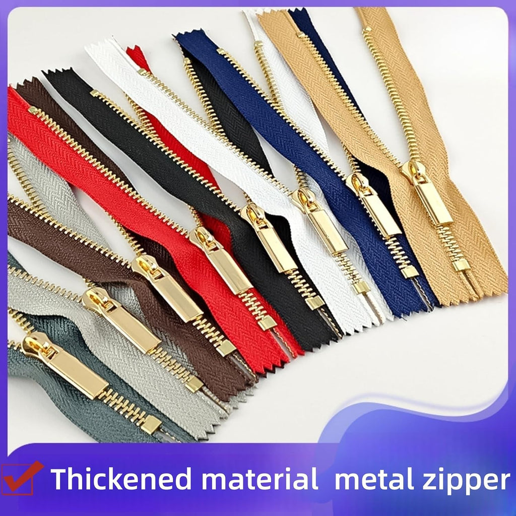 Wonesifee Metal Zippers 8pcs #5 Gold Close-end Non-Separating Short