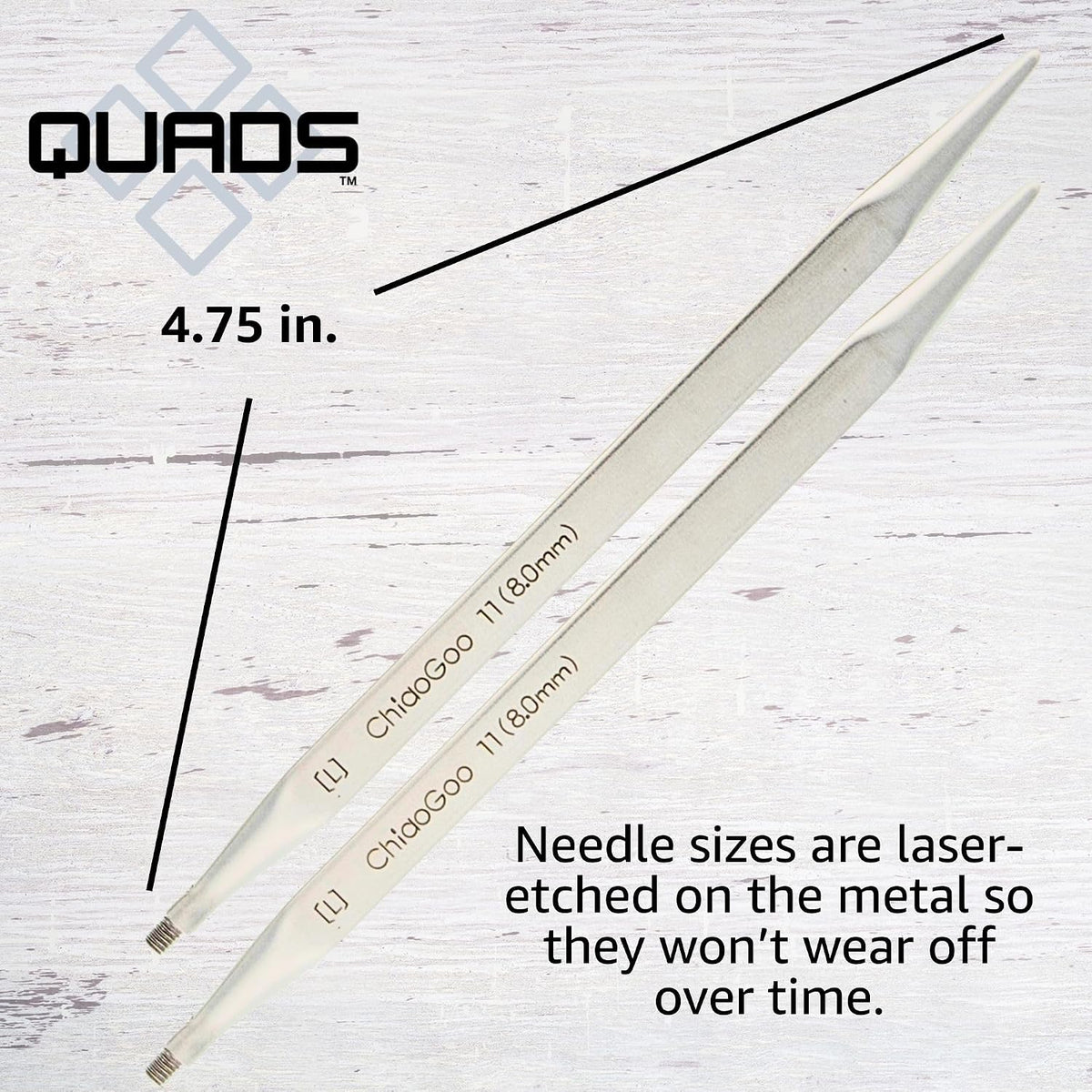 ChiaoGoo Quads 5 in. US 8 (5 mm) [S] IntChg. Circular Needle Tips