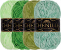 JubileeYarn Chenille Yarn - Shades of Green - 4 Skeins