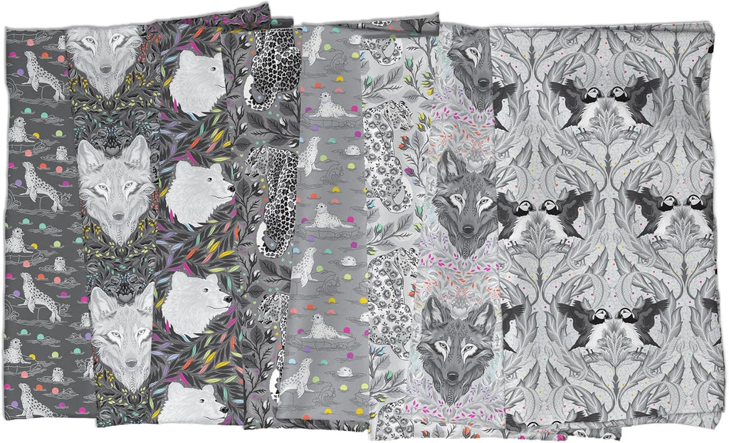 Graywork Fat Quarter Bundle (8 Pieces) by Tula Pink for FreeSpirit