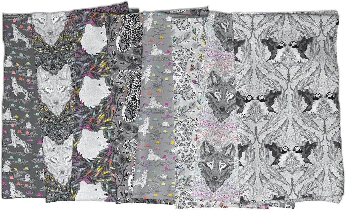 Graywork Fat Quarter Bundle (8 Pieces) by Tula Pink for FreeSpirit