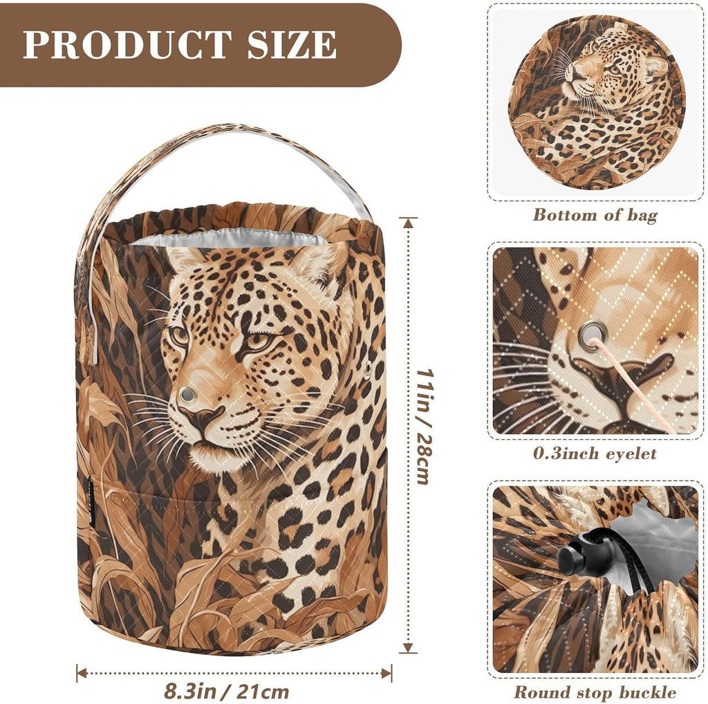 YETTASBIN Leopard Yarn Storage Bag, Large Crochet Knitting Bag