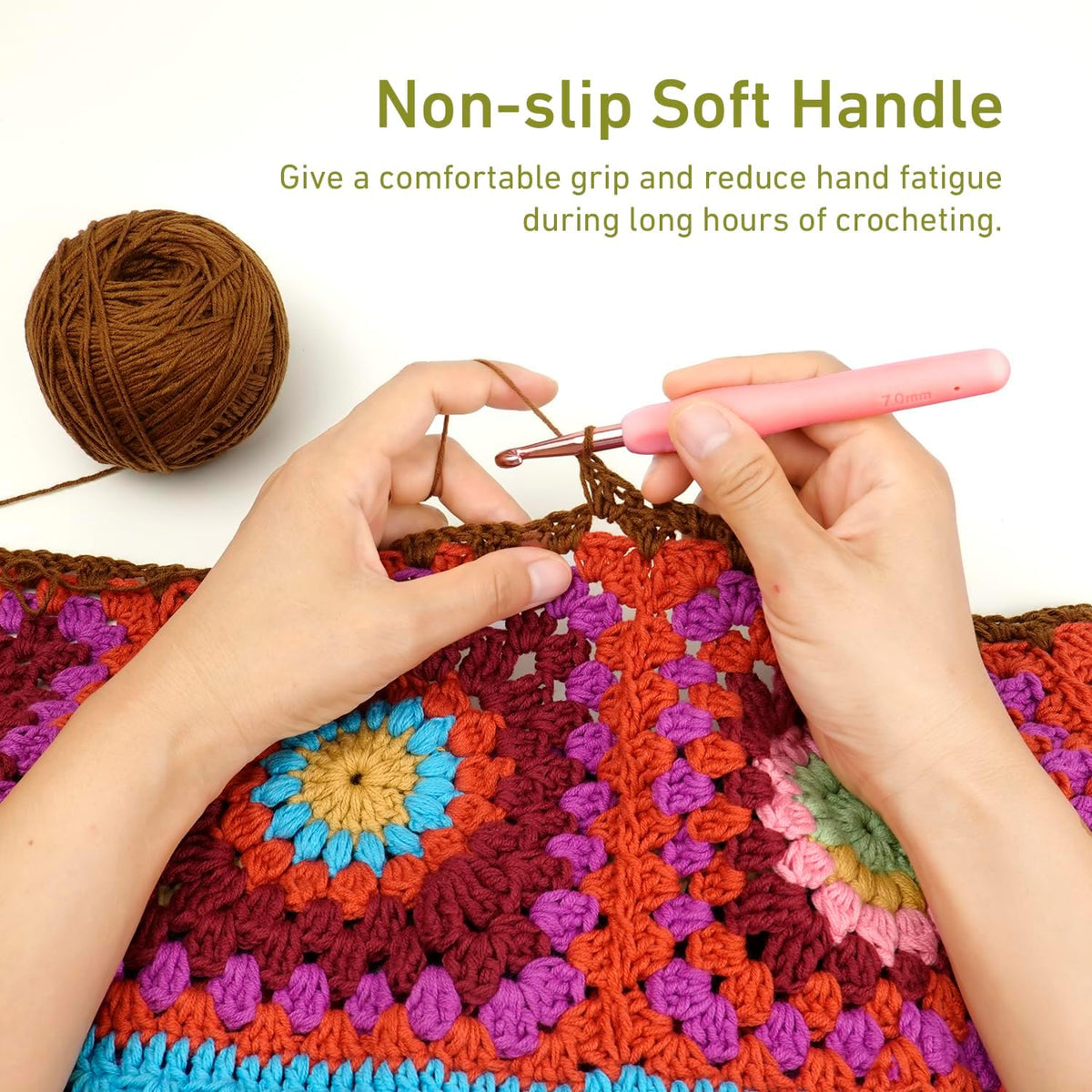 7mm Crochet Hook, Ergonomic Aluminum Crochet Needles for Arthritic