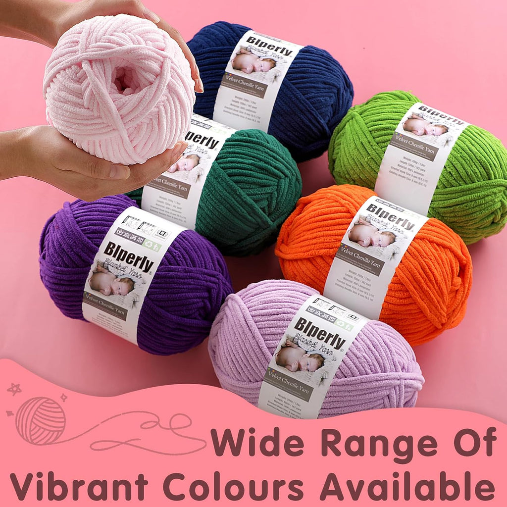 6 Super Bulky Chenille Yarn for Crocheting, Orange Chunky Yarn for
