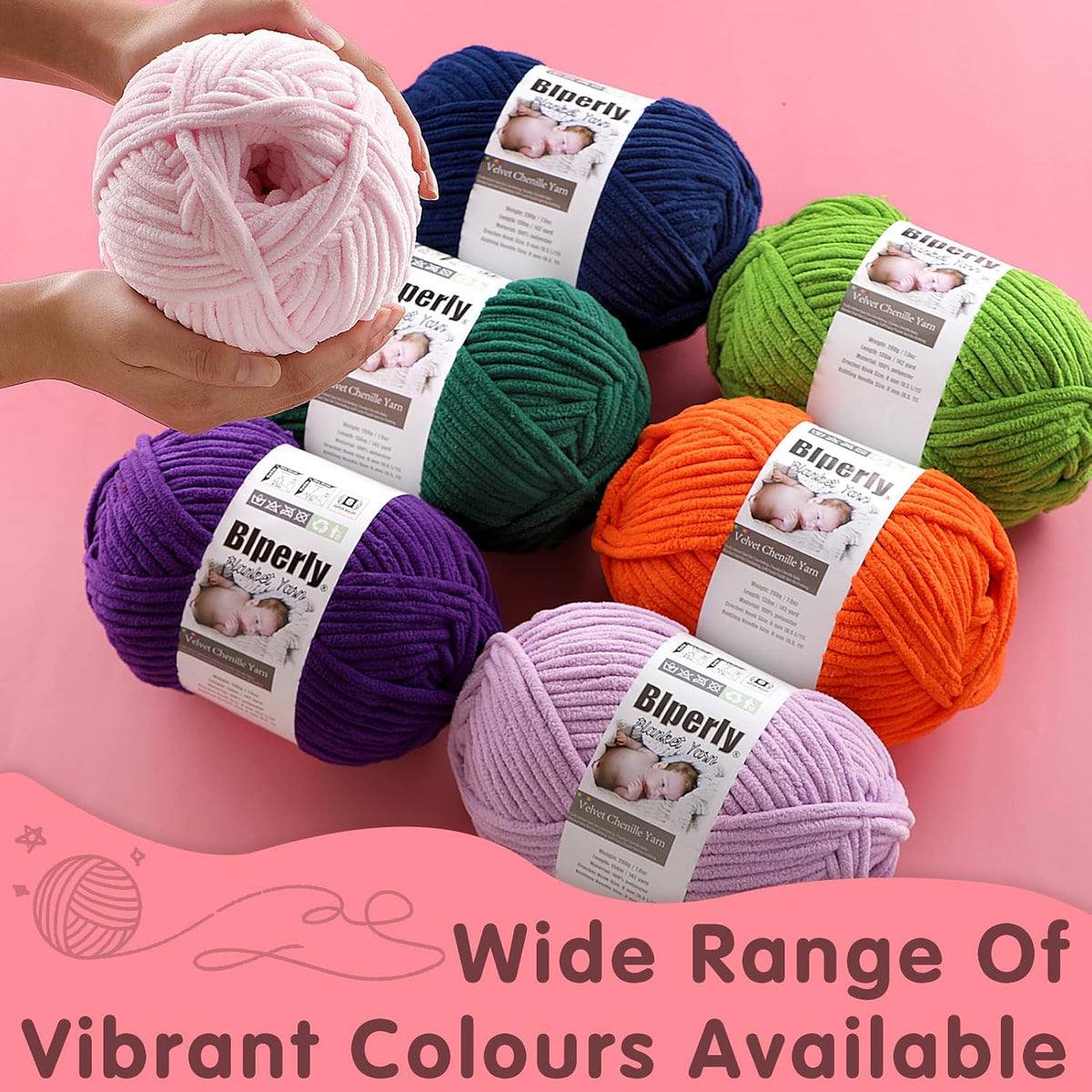 6 Super Bulky Chenille Yarn for Crocheting, Orange Chunky Yarn for