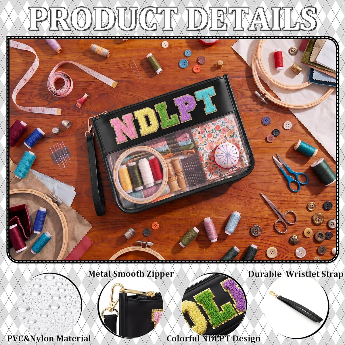 Klyyo Clyro Needlepoint Project Bag Clear Embroidery Sewing Bag Sewing