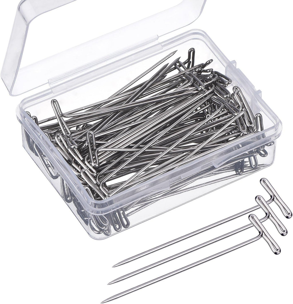Mudder 100 Pack T-Pins for Wig 2 Inch Long Straight Sewing Pins
