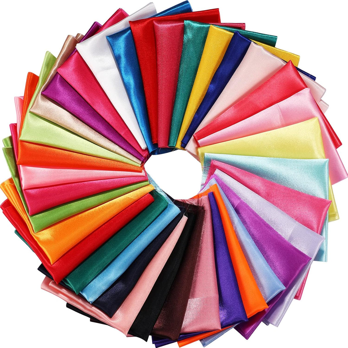 35 Pcs Satin Fat Quarter 35 Solid Color Silky Satin Patchwork Fabric