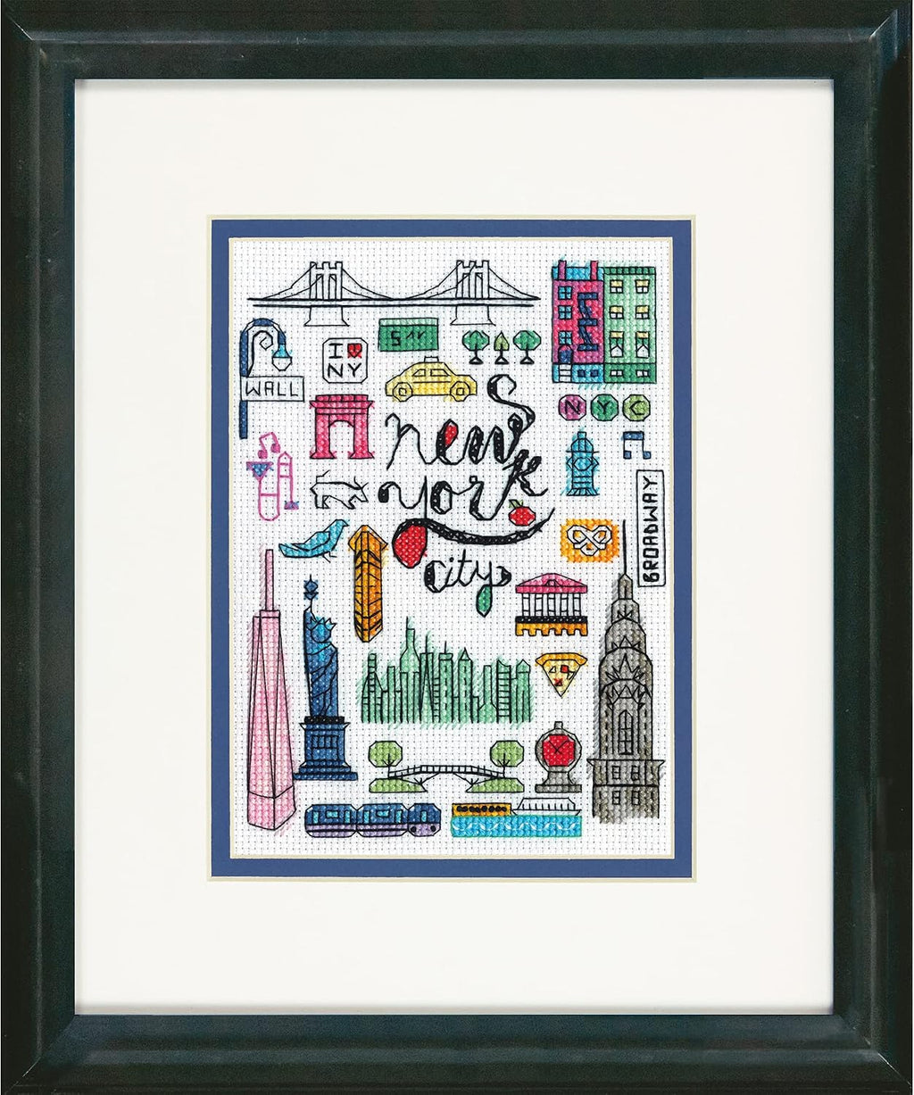 Dimensions New York and Paris Counted Cross Stitch Set, 5" x 7", 14