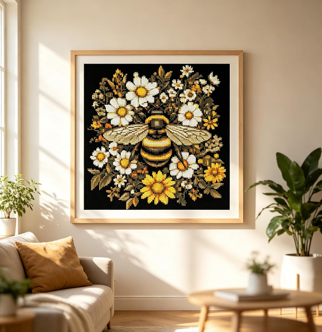 Bee Flowers Stamped Cross Stitch Kits Embroidery Starter Kit for