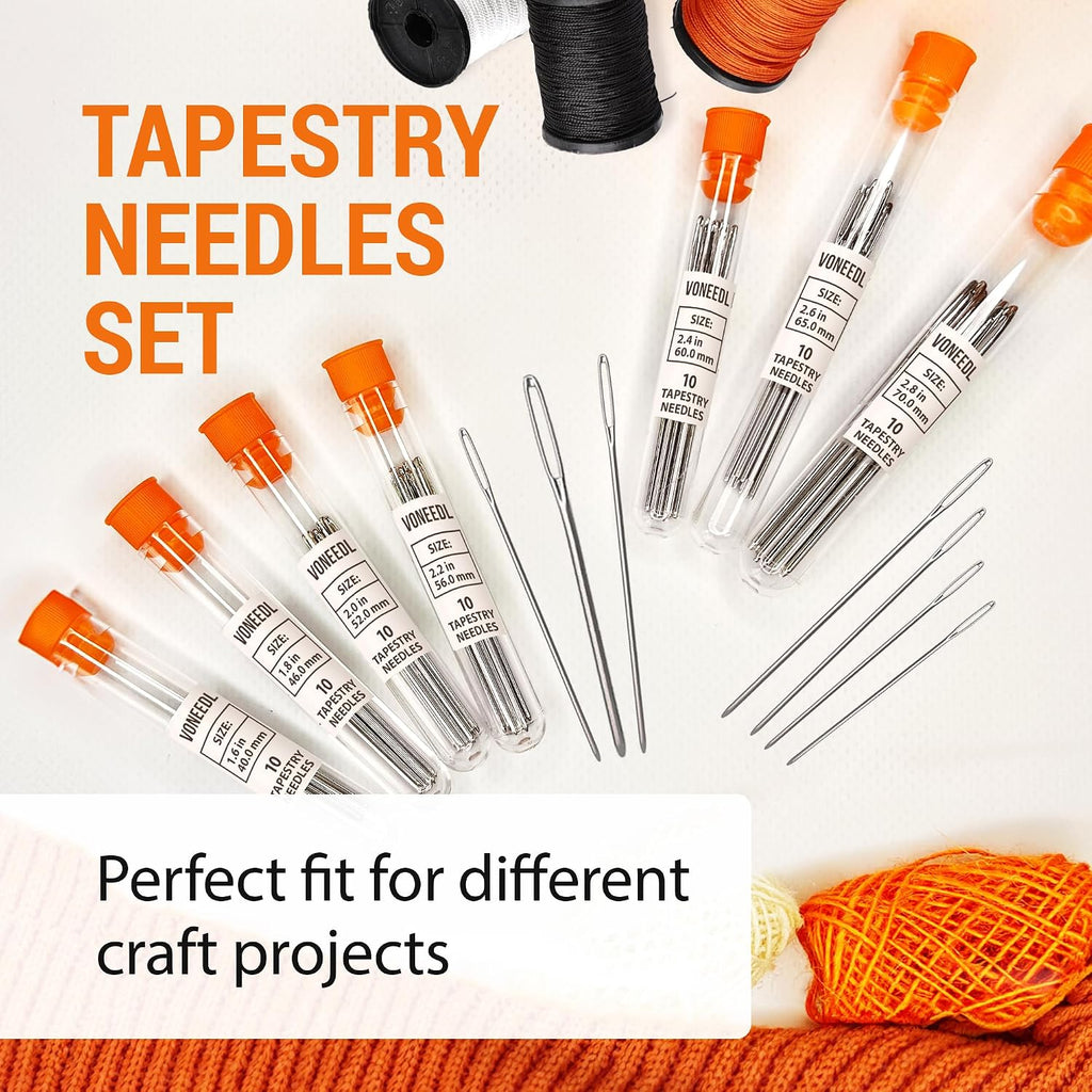 Waxed Sewing Thread (Black Color), Heavy Duty Needles (11 PCS), Large